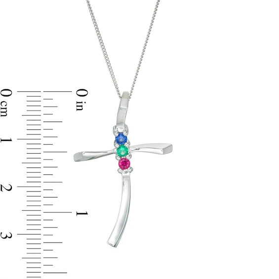 Mother's Birthstone Curvy Cross Pendant (2-7 Stones)