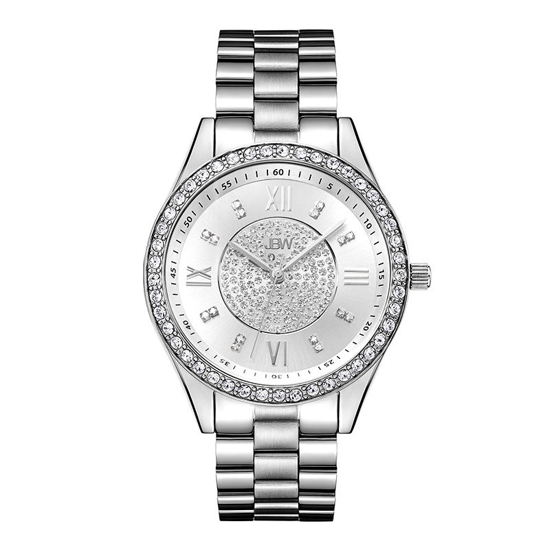 Main Image 1 of Ladies' JBW Mondrian 1/6 CT. T.W. Diamond and Crystal Accent Watch with Silver-Tone Dial (Model: J6303A)