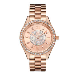 Ladies' JBW Mondrian 1/6 CT. T.W. Diamond and Crystal Accent 18K Rose Gold Plate Watch (Model: J6303C)