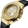 Thumbnail Image 1 of Men's JBW Saxon 1/6 CT. T.W. Diamond and Crystal 18K Gold Plate Strap Watch with Gold-Tone Dial (Model: JB-6101L-J)