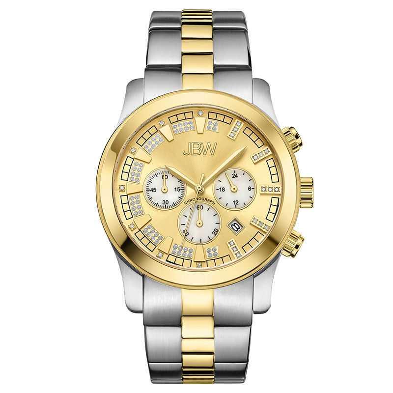 Men's JBW Delano Chronograph 1/5 CT. T.W. Diamond and Crystal Two-Tone Watch with Gold-Tone Dial (Model: JB-6218-C)
