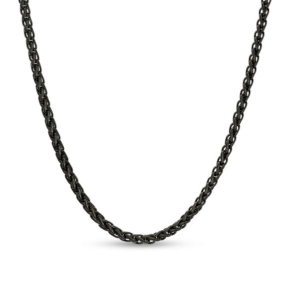 Men's 3.0mm Wheat Chain Necklace in Stainless Steel with Black IP - 24"