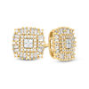 Thumbnail Image 1 of 1/2 CT. T.W. Quad Diamond Sunburst Cushion Frame Stud Earrings in 10K Gold