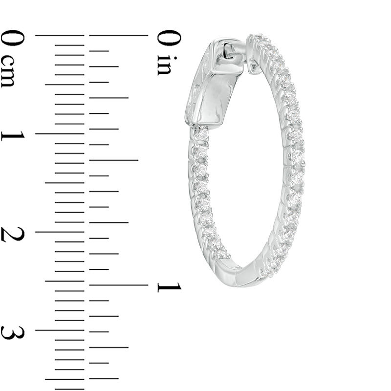 Main Image 2 of 1/2 CT. T.W. Diamond Inside-Out Hoop Earrings in 10K White Gold