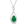 Thumbnail Image 1 of Pear-Shaped Lab-Created Emerald and White Sapphire Intertwining Infinity Three-in-One Pendant in Sterling Silver