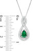 Thumbnail Image 3 of Pear-Shaped Lab-Created Emerald and White Sapphire Intertwining Infinity Three-in-One Pendant in Sterling Silver
