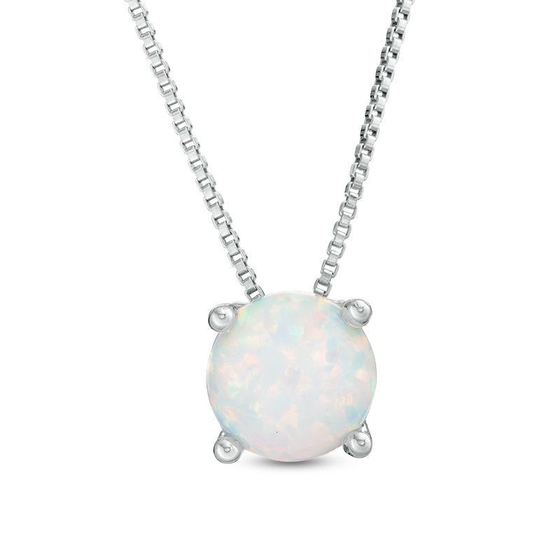 Main Image 2 of 7.0mm Lab-Created Opal and White Sapphire Frame Three-in-One Pendant in Sterling Silver