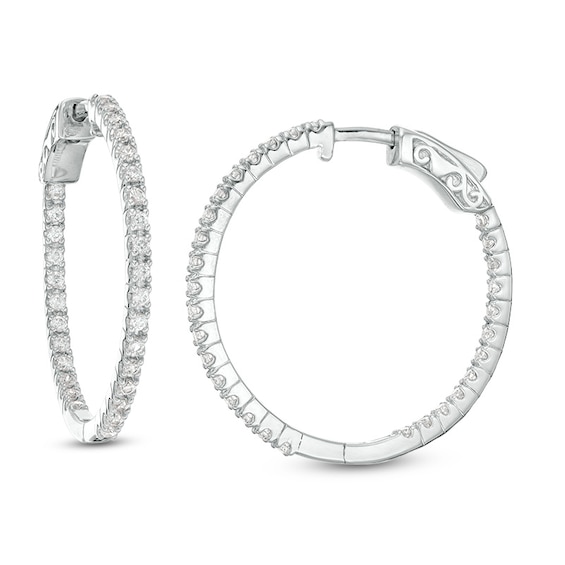 1 CT. T.w. Diamond Inside-Out Hoop Earrings in 10K White Gold