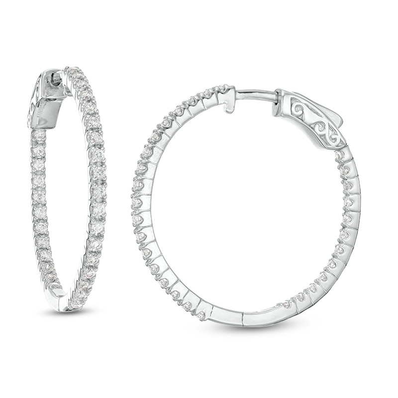 1 CT. T.W. Diamond Inside-Out Hoop Earrings in 10K White Gold