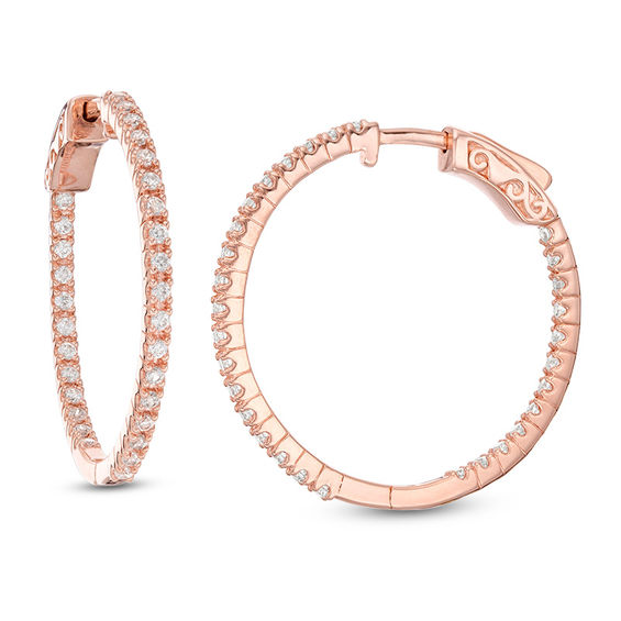 1 CT. T.w. Diamond Inside-Out Hoop Earrings in 10K Rose Gold