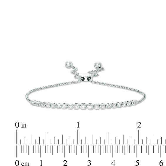 1/4 CT. T.w. Diamond Graduated Bolo Bracelet in 10K White Gold - 9.5"