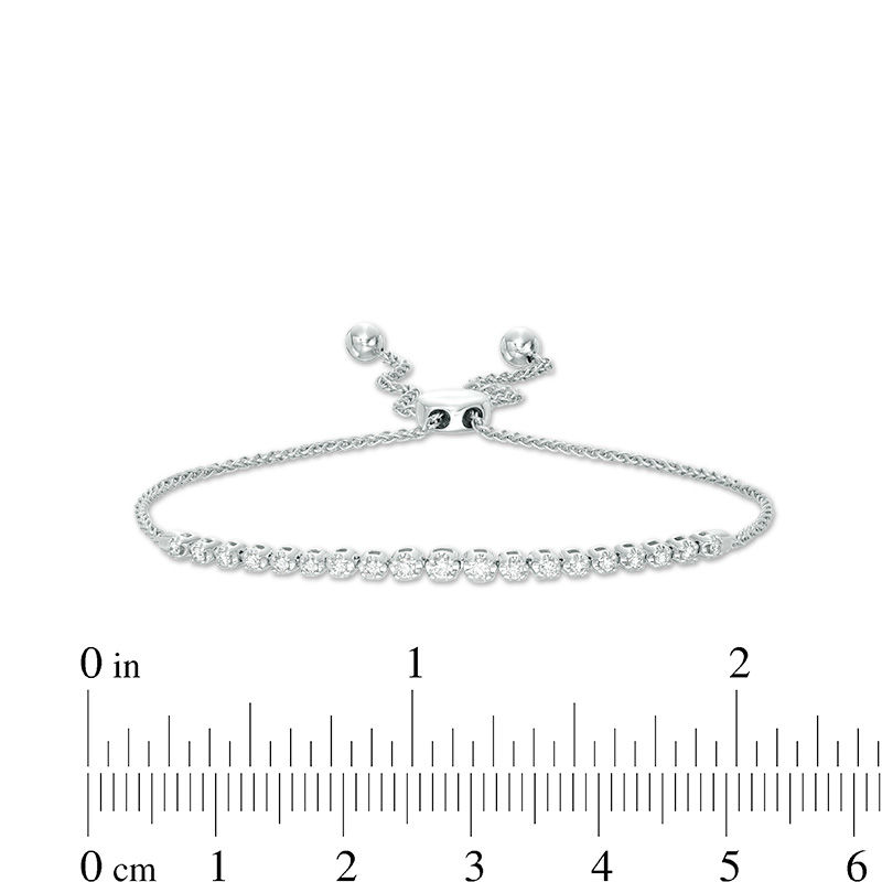 Main Image 3 of 1/4 CT. T.W. Diamond Graduated Bolo Bracelet in 10K White Gold - 9.5"