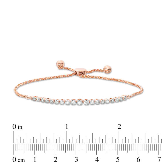 1/4 CT. T.w. Diamond Graduated Bolo Bracelet in 10K Rose Gold - 9.5"