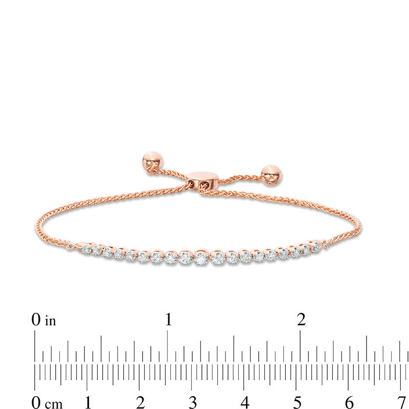 Main Image 2 of 1/4 CT. T.W. Diamond Graduated Bolo Bracelet in 10K Rose Gold - 9.5"