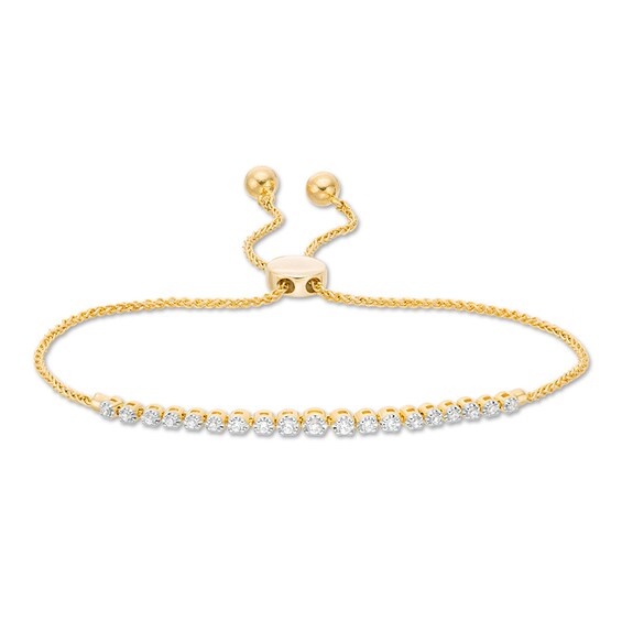 1/4 CT. T.w. Diamond Graduated Bolo Bracelet in 10K Gold - 9.5"