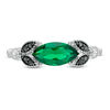 Thumbnail Image 3 of Sideways Marquise Lab-Created Emerald and 1/10 CT. T.W. Enhanced Black and White Diamond Leaves Ring in 10K White Gold