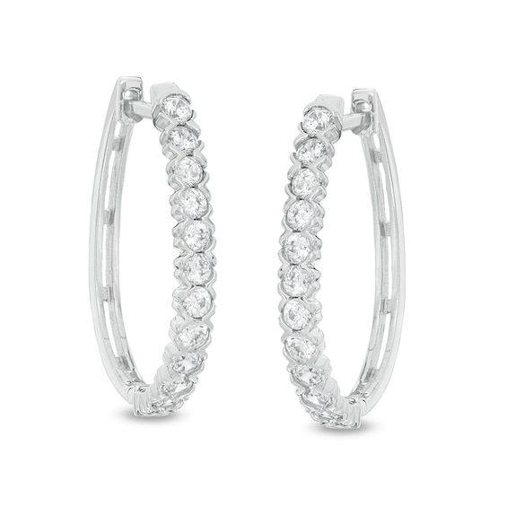 1 CT. T.w. Diamond Channel Hoop Earrings in 10K White Gold