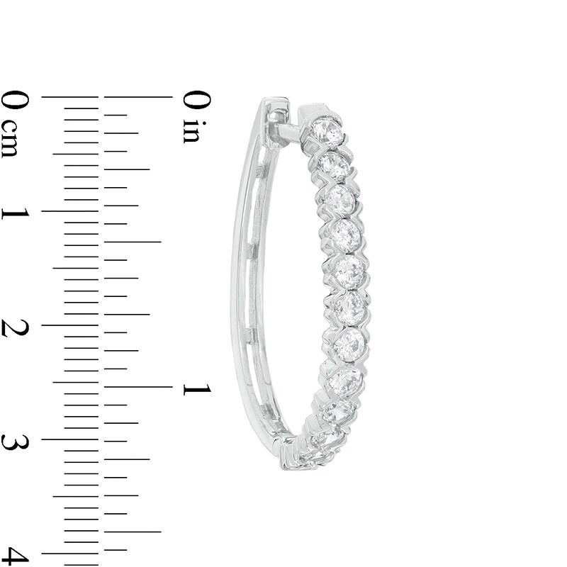 Main Image 2 of 1 CT. T.W. Diamond Channel Hoop Earrings in 10K White Gold
