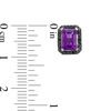 Thumbnail Image 1 of Emerald-Cut Amethyst and 1/8 CT. T.W. Black Diamond Frame Stud Earrings in Sterling Silver