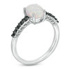Thumbnail Image 3 of Oval Lab-Created Opal and 1/5 CT. T.W. Black Diamond Ring in Sterling Silver