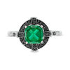 Thumbnail Image 2 of Lab-Created Emerald and 1/8 CT. T.W. Enhanced Black and White Diamond Gothic-Style Cross Frame Ring in 10K White Gold