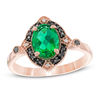 Thumbnail Image 0 of Oval Lab-Created Emerald and 1/15 CT. T.W. Enhanced Black and White Diamond Vintage-Style Ring in 10K Rose Gold