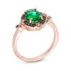 Thumbnail Image 1 of Oval Lab-Created Emerald and 1/15 CT. T.W. Enhanced Black and White Diamond Vintage-Style Ring in 10K Rose Gold