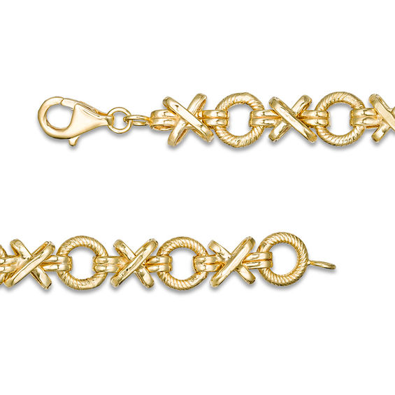 "Xo" Link Bracelet in Hollow 10K Gold - 8"