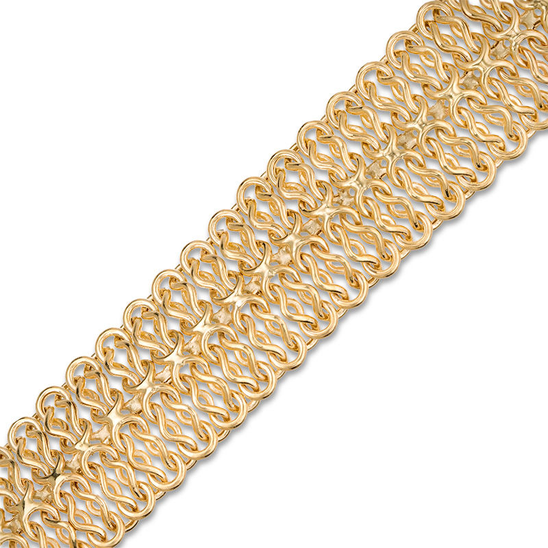 Main Image 1 of 18.0mm Textured Woven Bracelet in 10K Gold - 8"