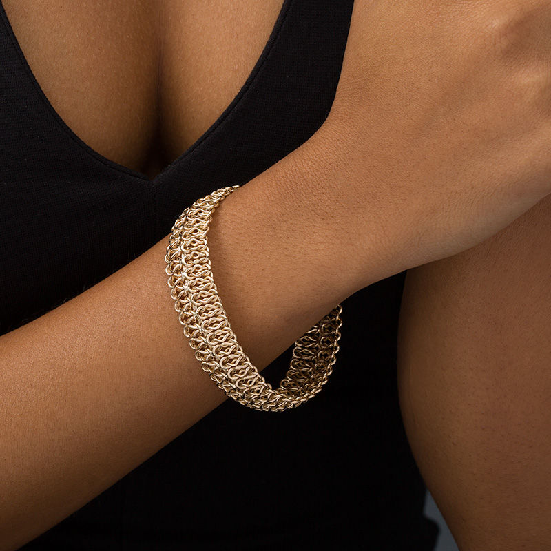 18.0mm Textured Woven Bracelet in 10K Gold - 8"