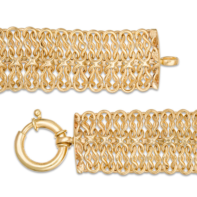 Main Image 3 of 18.0mm Textured Woven Bracelet in 10K Gold - 8"