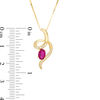 Thumbnail Image 1 of Oval Ruby and 1/20 CT. T.W. Diamond Curl Pendant in 10K Gold