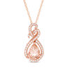 Thumbnail Image 1 of Pear-Shaped Morganite and 1/8 CT. T.W. Diamond Teardrop Pendant in 10K Rose Gold