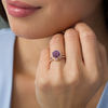 Thumbnail Image 1 of Hexagonal Rose de France Amethyst and 1/3 CT. T.W. Diamond Frame Bridal Set in 14K Rose Gold