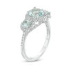 Thumbnail Image 2 of Aquamarine and 1/3 CT. T.W. Diamond Frame Three Stone Engagement Ring in 14K White Gold