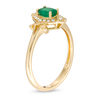 Thumbnail Image 1 of Oval Emerald and 1/20 CT. T.W. Diamond Vintage-Style Ring in 10K Gold