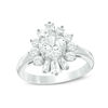 Thumbnail Image 1 of 7.0mm Lab-Created White Sapphire Sunburst Frame Ring in Sterling Silver