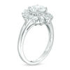 Thumbnail Image 2 of 7.0mm Lab-Created White Sapphire Sunburst Frame Ring in Sterling Silver