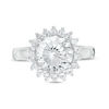 Thumbnail Image 3 of 9.0mm Lab-Created White Sapphire Sunburst Frame Ring in Sterling Silver