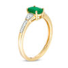 Thumbnail Image 1 of Oval Emerald and White Topaz Tri-Sides Ring in 10K Gold