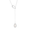 Thumbnail Image 0 of Pear-Shaped Lab-Created Opal and 1/10 CT. T.W. Diamond Double Teardrop Lariat Necklace in Sterling Silver - 20"