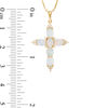 Thumbnail Image 2 of Oval Opal and 1/6 CT. T.W. Diamond Trio Pointed Cross Pendant in 14K Gold