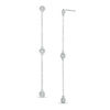 Thumbnail Image 1 of Diamond Accent Three Stone Station and Chain Drop Earrings in Sterling Silver