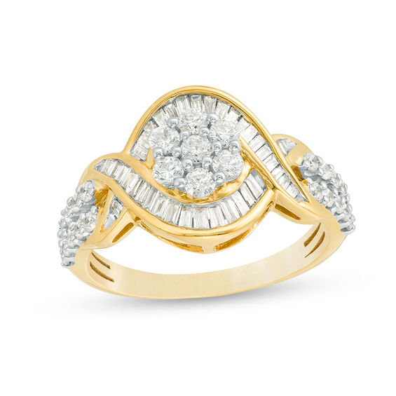 1 CT. T.w. Composite Diamond Bypass Twist Ring in 10K Gold
