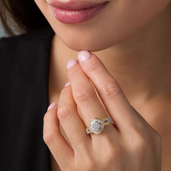 1 CT. T.w. Composite Diamond Bypass Twist Ring in 10K Gold