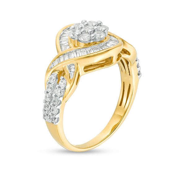 1 CT. T.w. Composite Diamond Bypass Twist Ring in 10K Gold