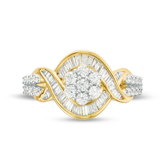 1 CT. T.w. Composite Diamond Bypass Twist Ring in 10K Gold