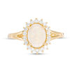 Thumbnail Image 3 of Oval Opal and 1/3 CT. T.W. Diamond Sunburst Frame Ring in 14K Gold