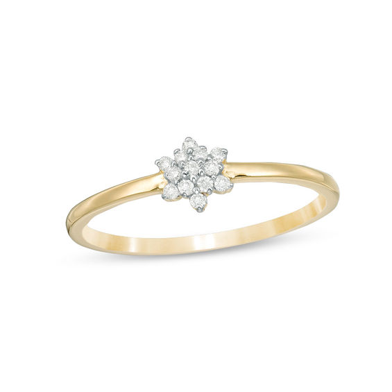 1/15 CT. T.W. Composite Diamond Flower Ring in 10K Gold | Zales