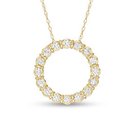 1/2 CT. T.W. Diamond Collar Open Circle Pendant in 10K Gold
